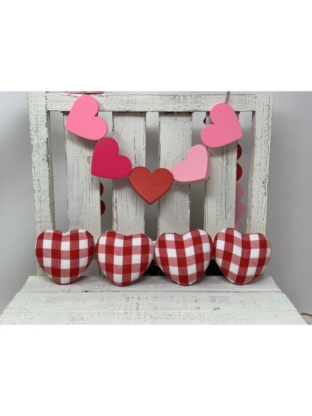 Valentine Bowl Fillers Red Buffalo Plaid Tiered Tray Shelf Decor Rustic Red Prim